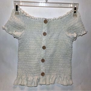 Kids Off-White Tube Top with Short Sleeves, size L.